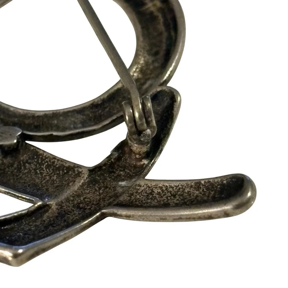 XOX Brooch Pin Sterling Silver 925 Hugs Kisses Vintage Love Gift Anniversary 2